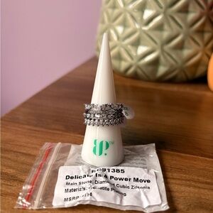 Delicate Silver Cubic Zirconia Ring Set